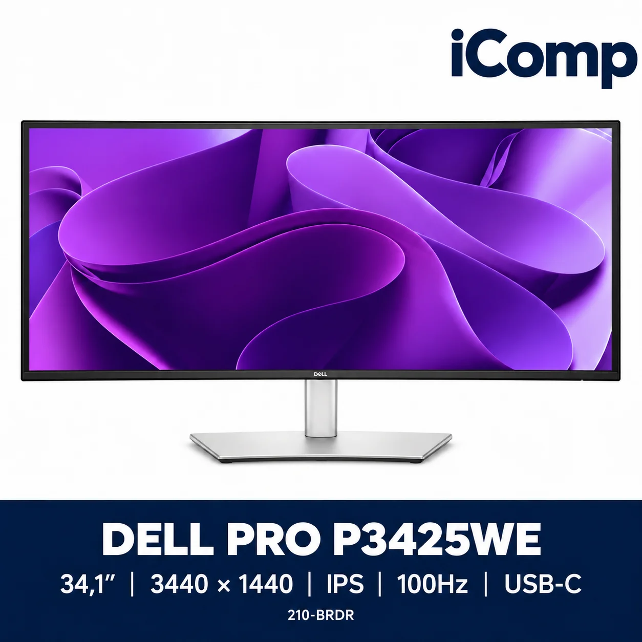 Dell Pro P3425WE 34.1-inch WQHD IPS 100Hz Curved USB-C Hub Monitor (210-BRDR)