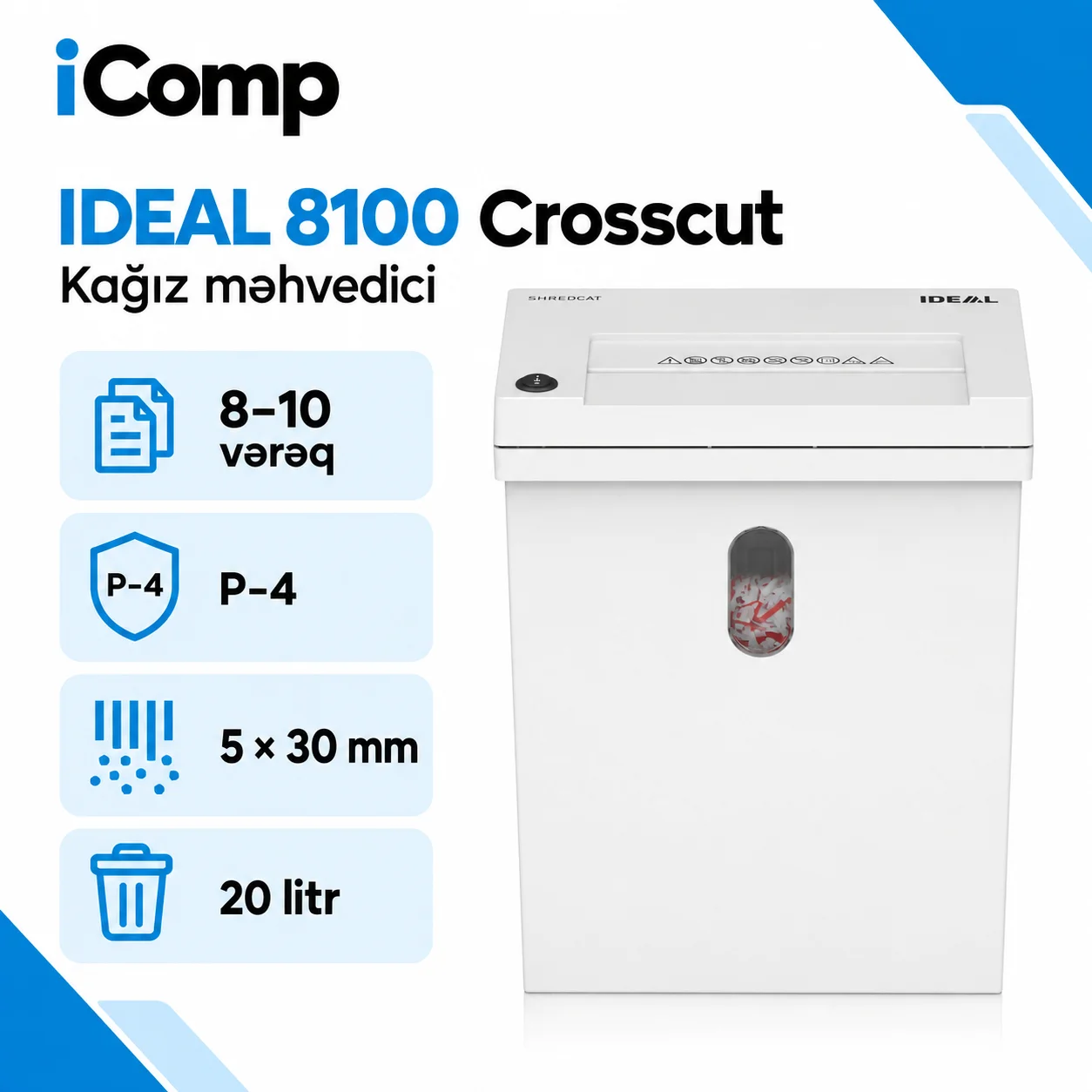 IDEAL 8100 Crosscut Kagiz mehvedici
