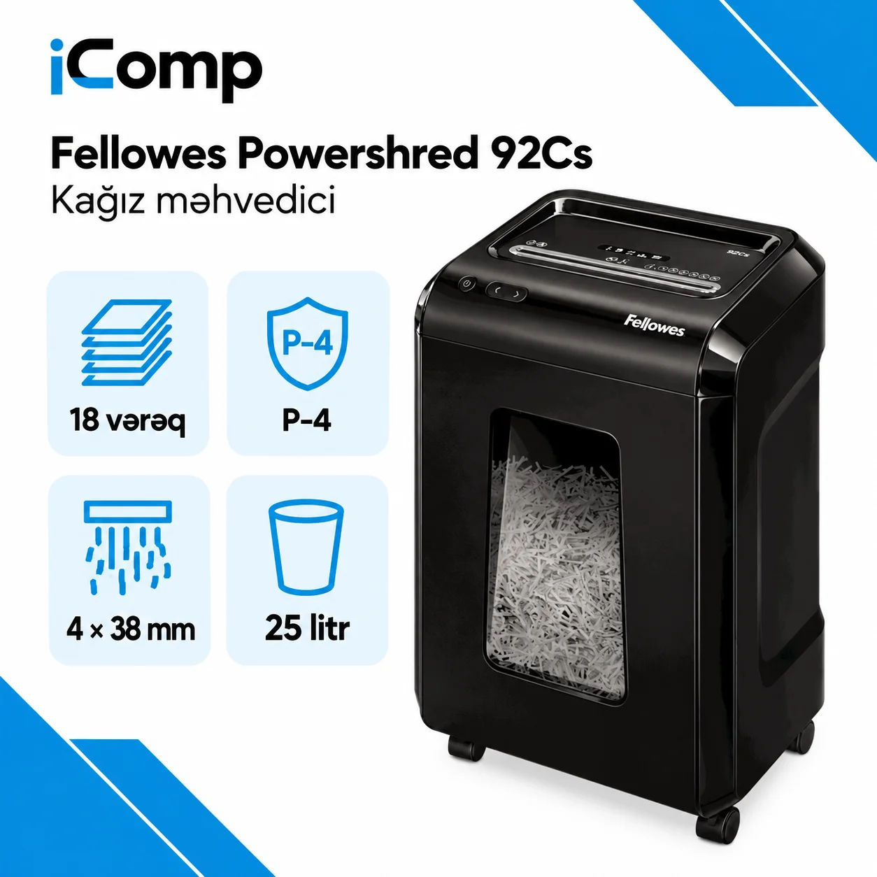Fellowes Powershred 92Cs Kagiz mehvedici